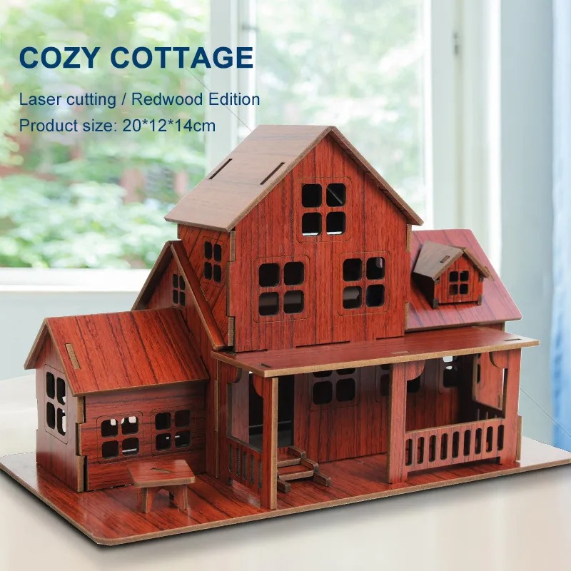 Model Kit House - نموذج ألغاز خشبية ثلاثية الأبعاد، منزل