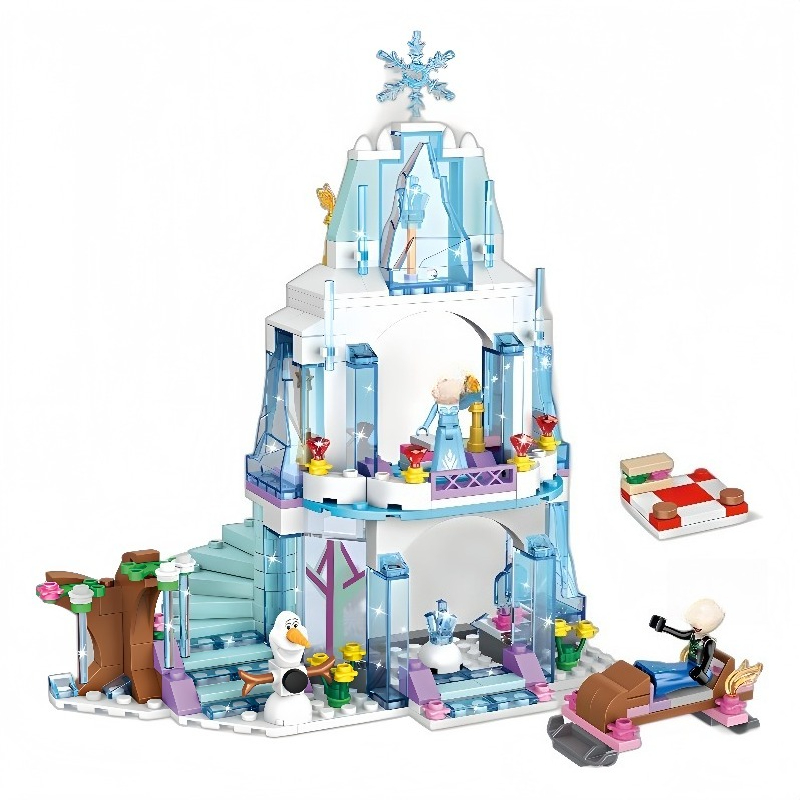 Model Kit House - مجموعة مكعبات بناء قلعة إلسا الثلجية،