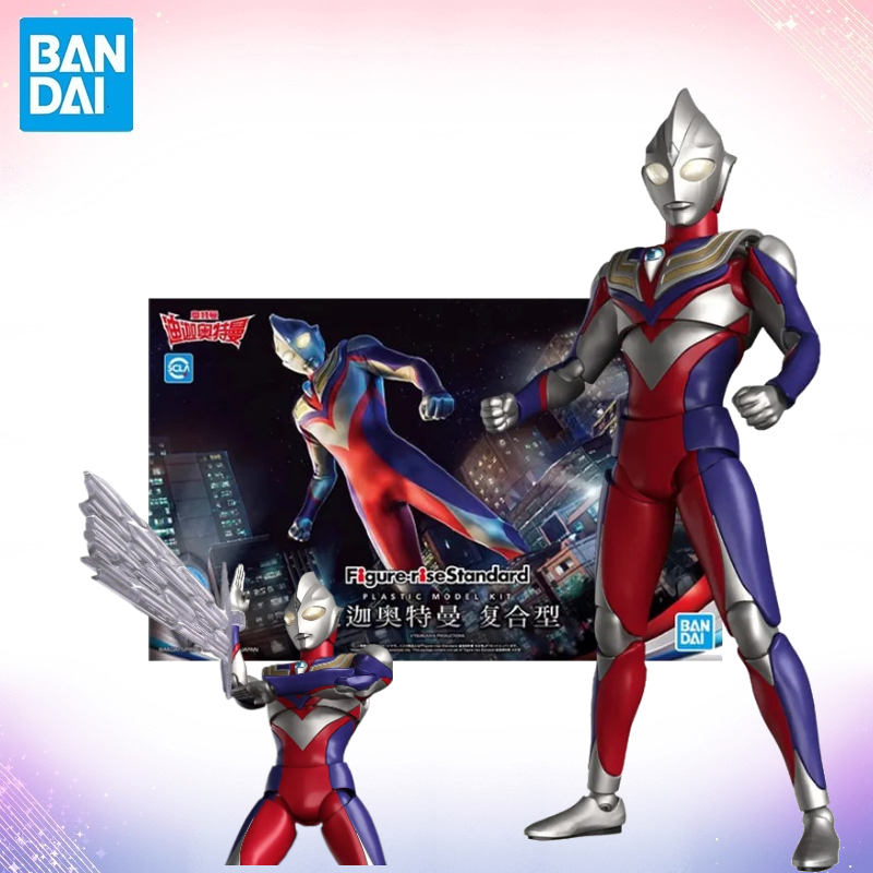 Model Kit Ultraman Tiga - مجسمات أكشن أصلية من بانداي، معبأة